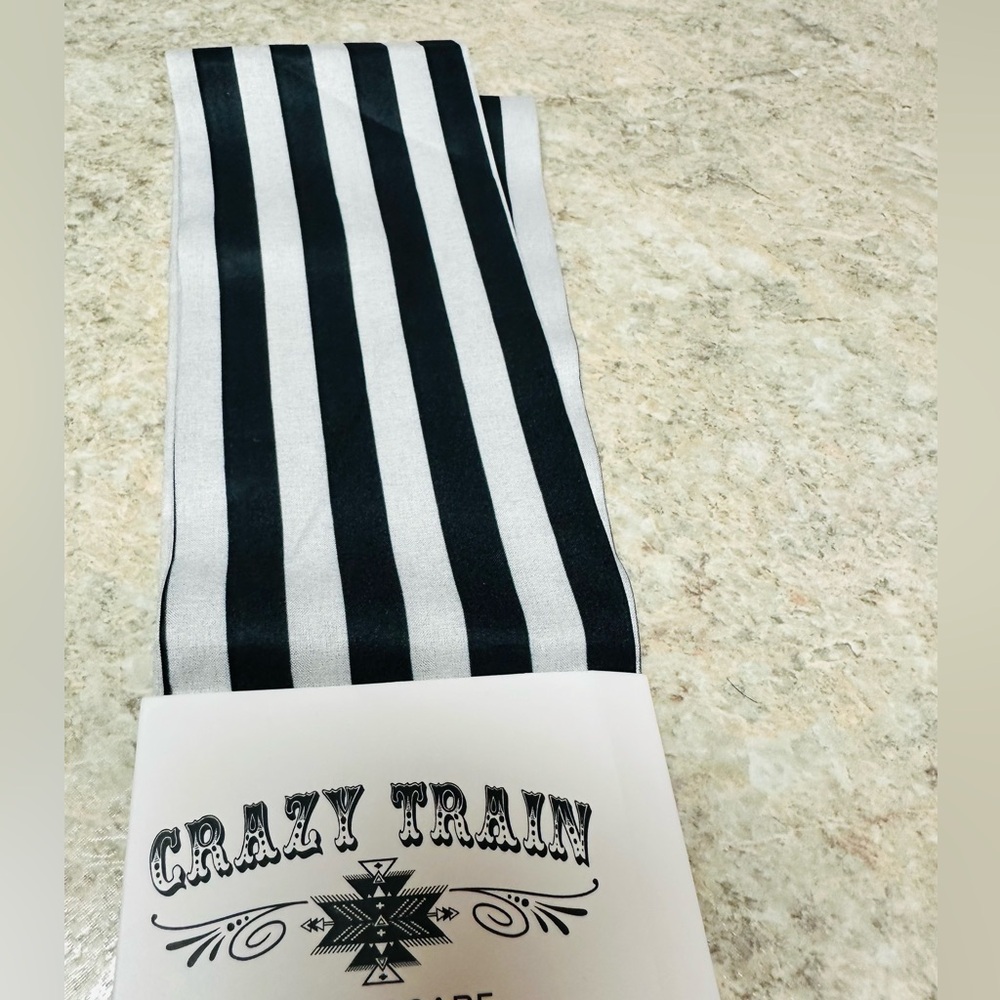 Crazy Train Skinny Scarf - Black & White Stripes